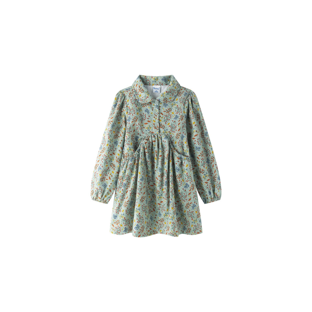 Vestido infantil floral con cuello camisero