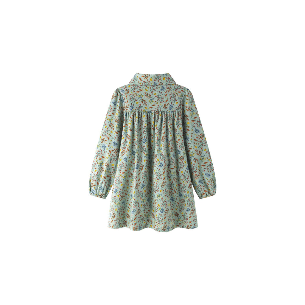 Vestido infantil floral con cuello camisero