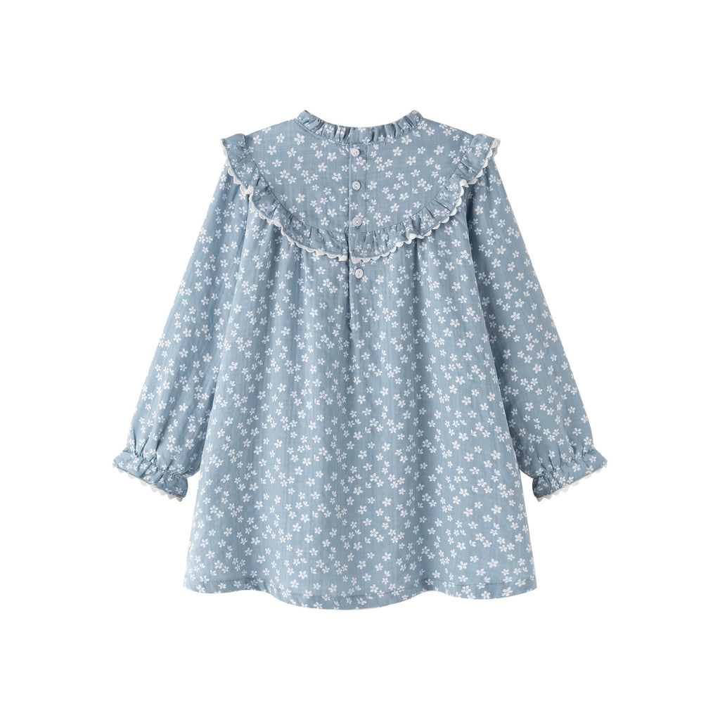 Vestido infantil floral con volantes