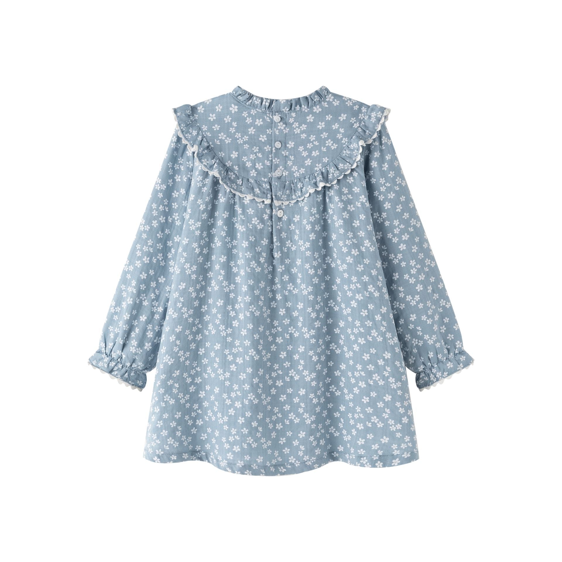 Vestido infantil floral con volantes